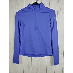 Nike Dri-Fit Therma Girl’s Youth L Pullover Jacket 1/4 Zip Thumb Holes Purple